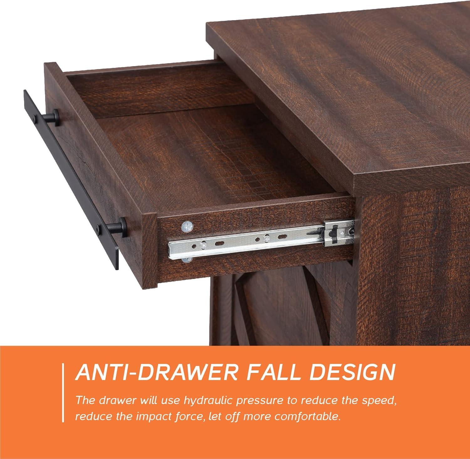 Farmhouse TV Stand for up to 110" TVs with Drawers and Adjustable Shelf for Living Room, Rustic Brown