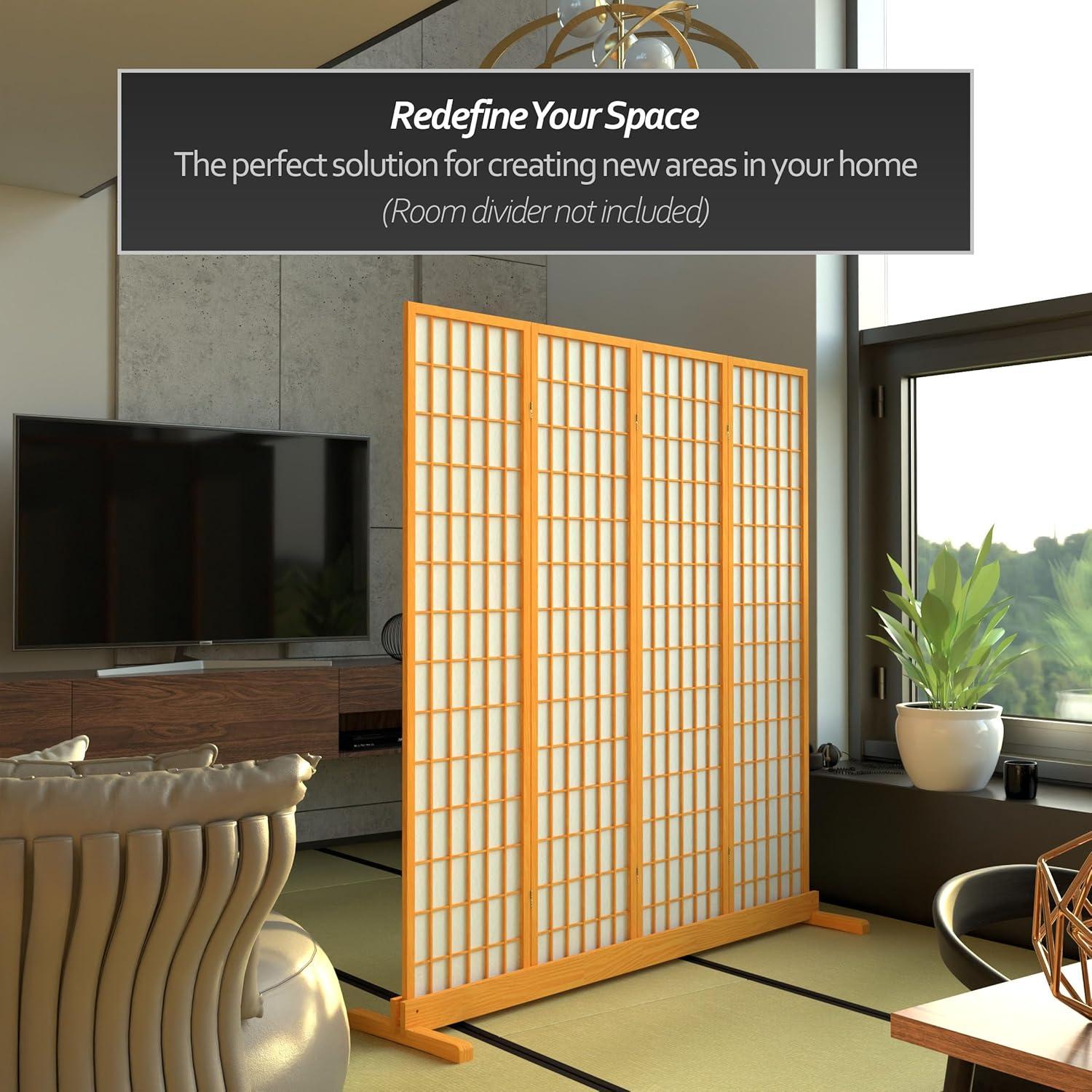 Room Divider Stand Honey 4 Panel