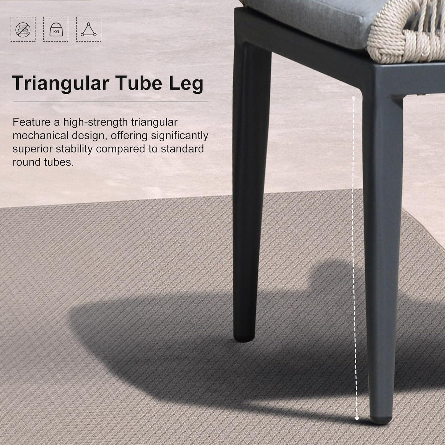 PURPLE LEAF 7 Pieces Patio Dining Set Aluminum Rectangular Table and Wicker Chairs with Cushions for Kitchen Porch Garden Modern Outdoor Furniture Sets, Beige and Dark Grey