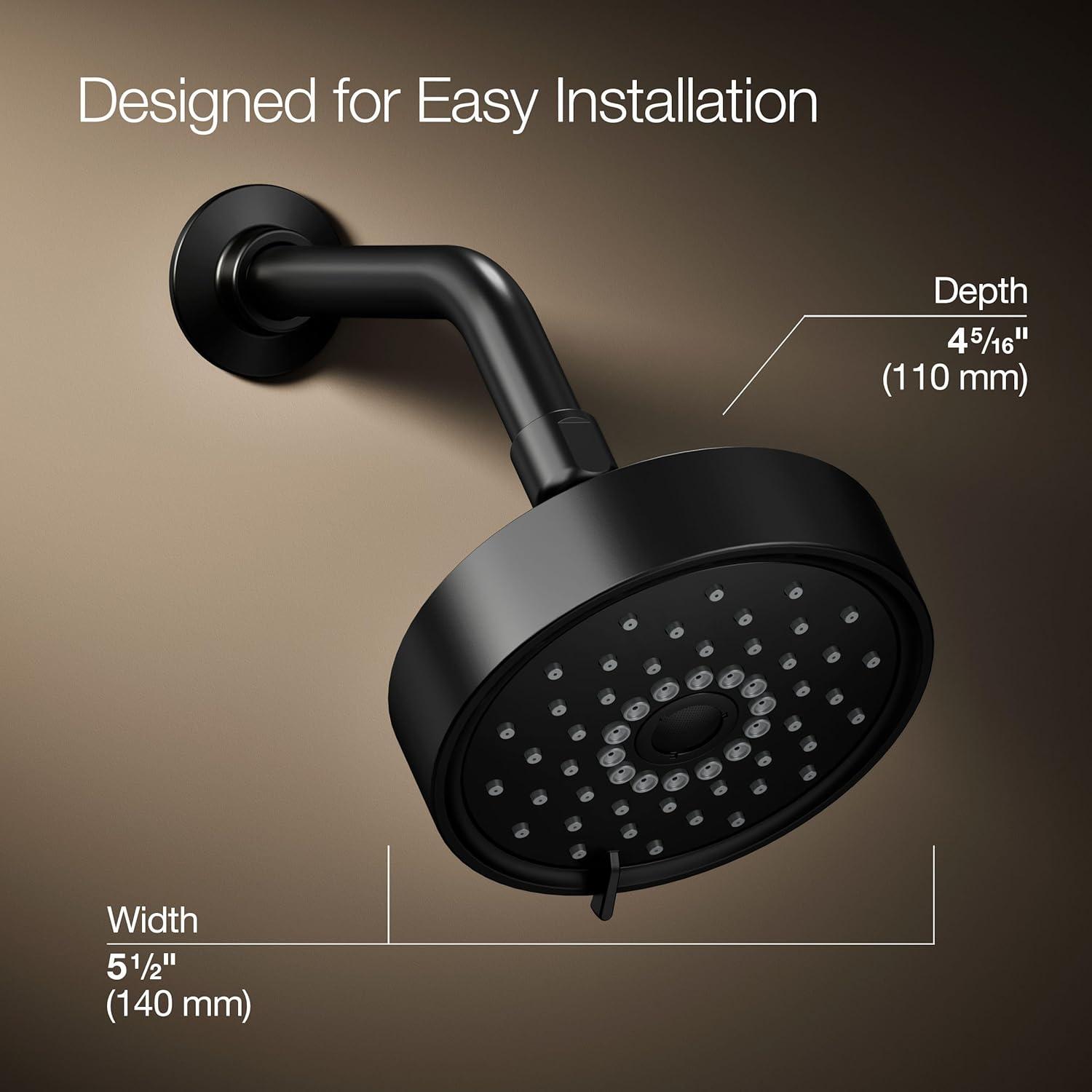 Kohler Purist 2.5 Gpm Multifunction Wall Mount Showerhead, Three Spray Settings, 5.5" High Pressure Spray Head