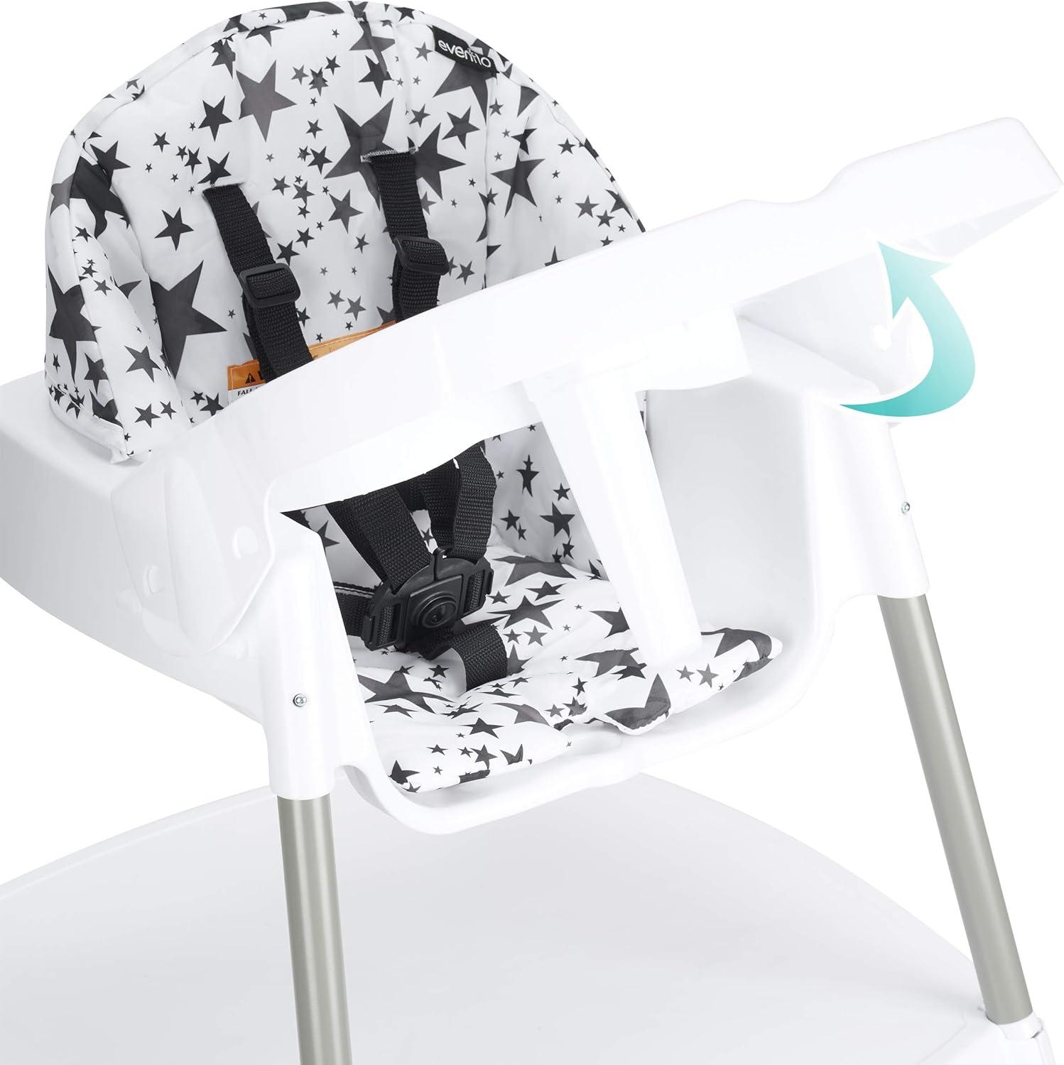 White and Gray 4-in-1 Convertible High Chair with Star Pattern