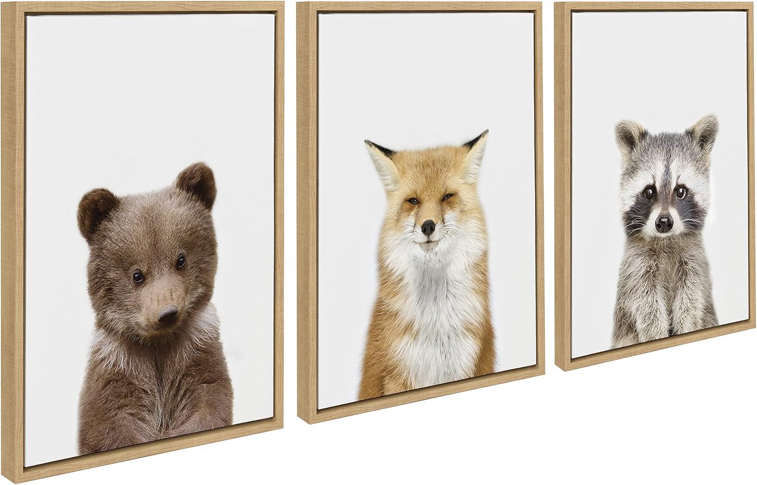 Kate and Laurel Sylvie Studio Bear, Studio Fox and Studio Raccoon Framed Canvas by Amy Peterson Art Studio