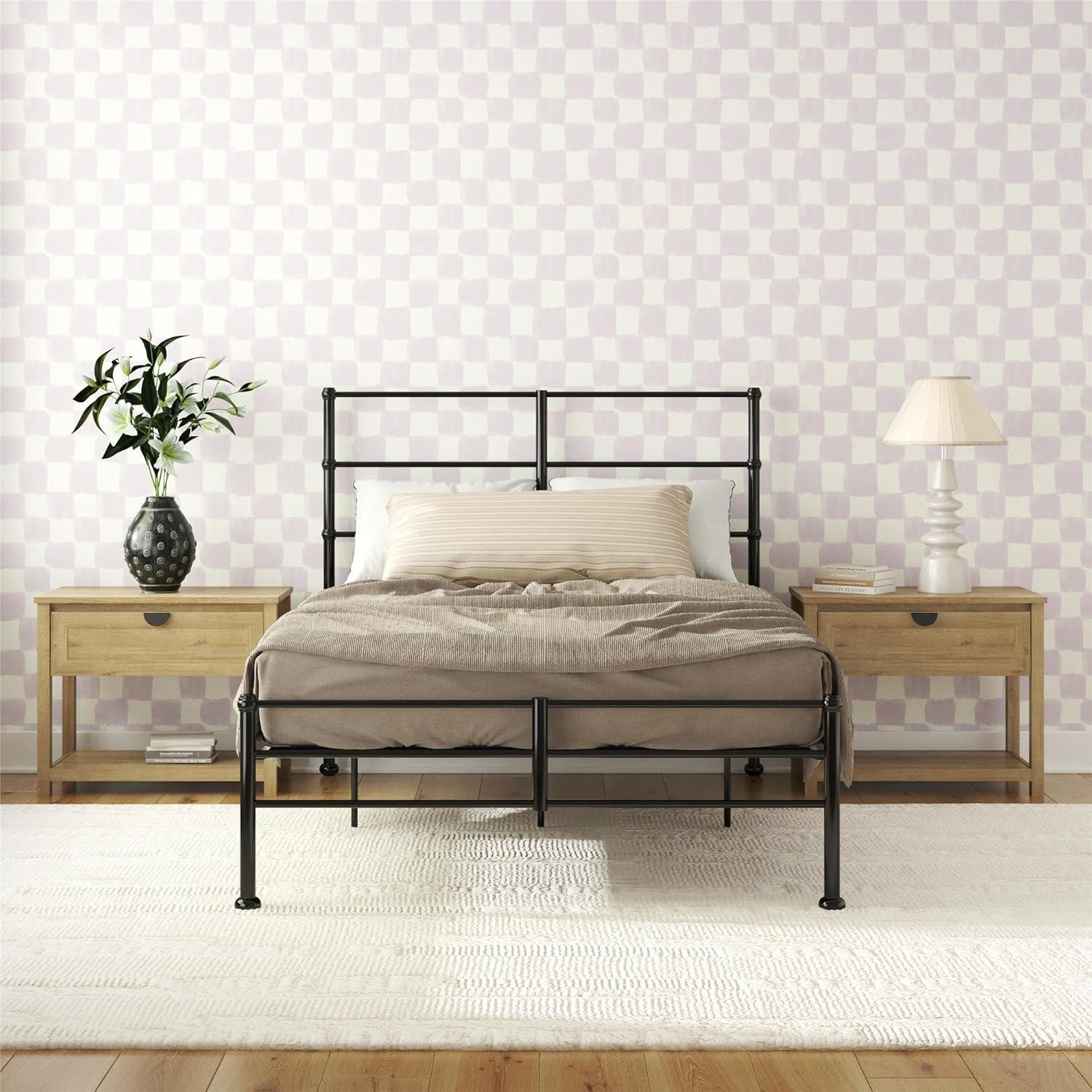 Mr. Kate Mackenzie Metal Platform Bed Frame with 3 Adjustable Mattress Heights Black