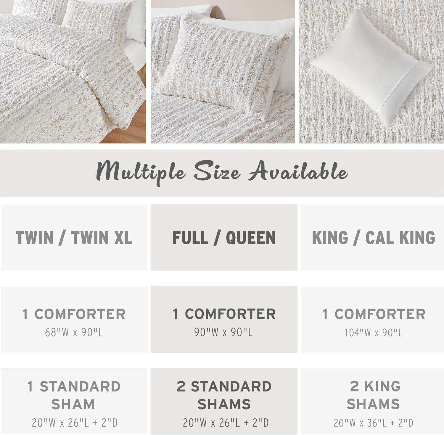 Metallic Print Faux Fur Comforter Set