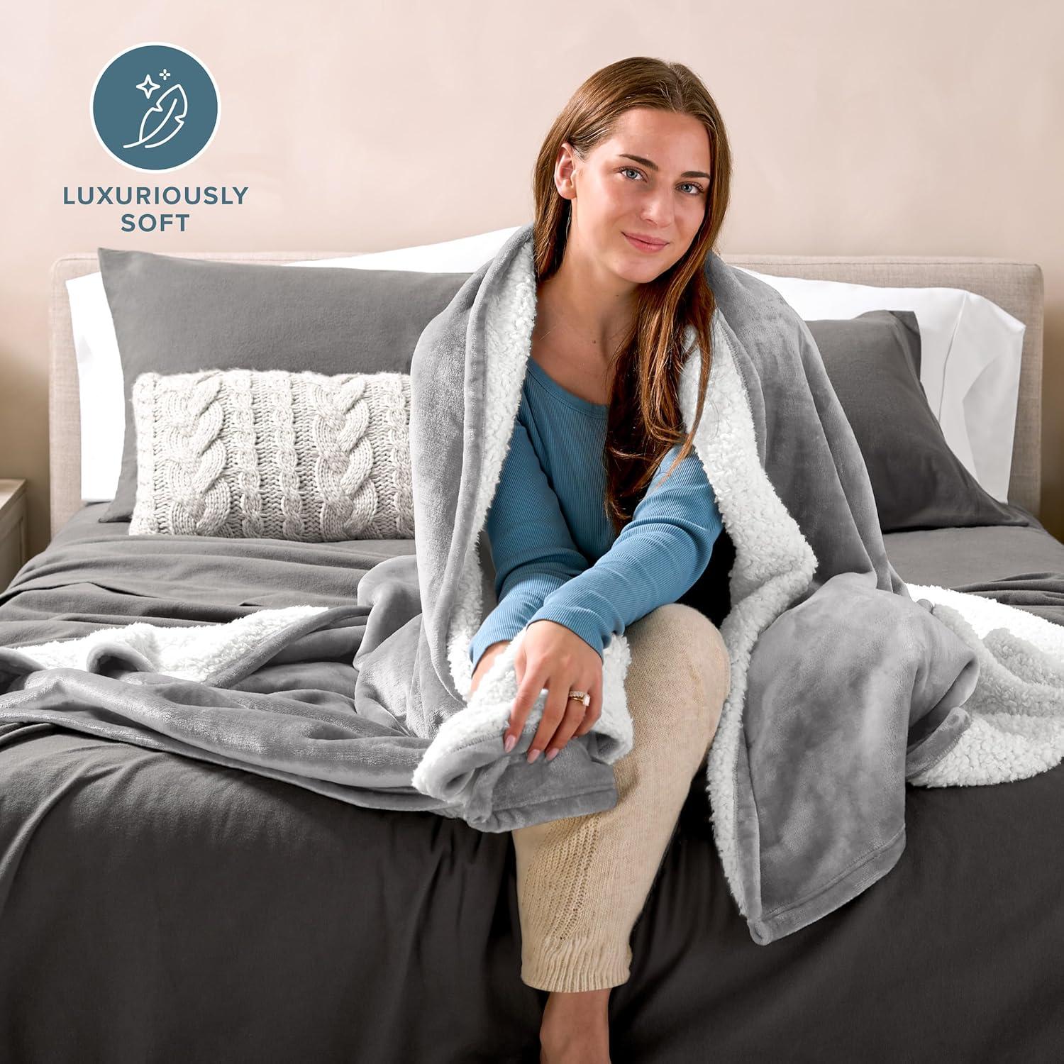 Bare Home Sherpa Fleece Blanket