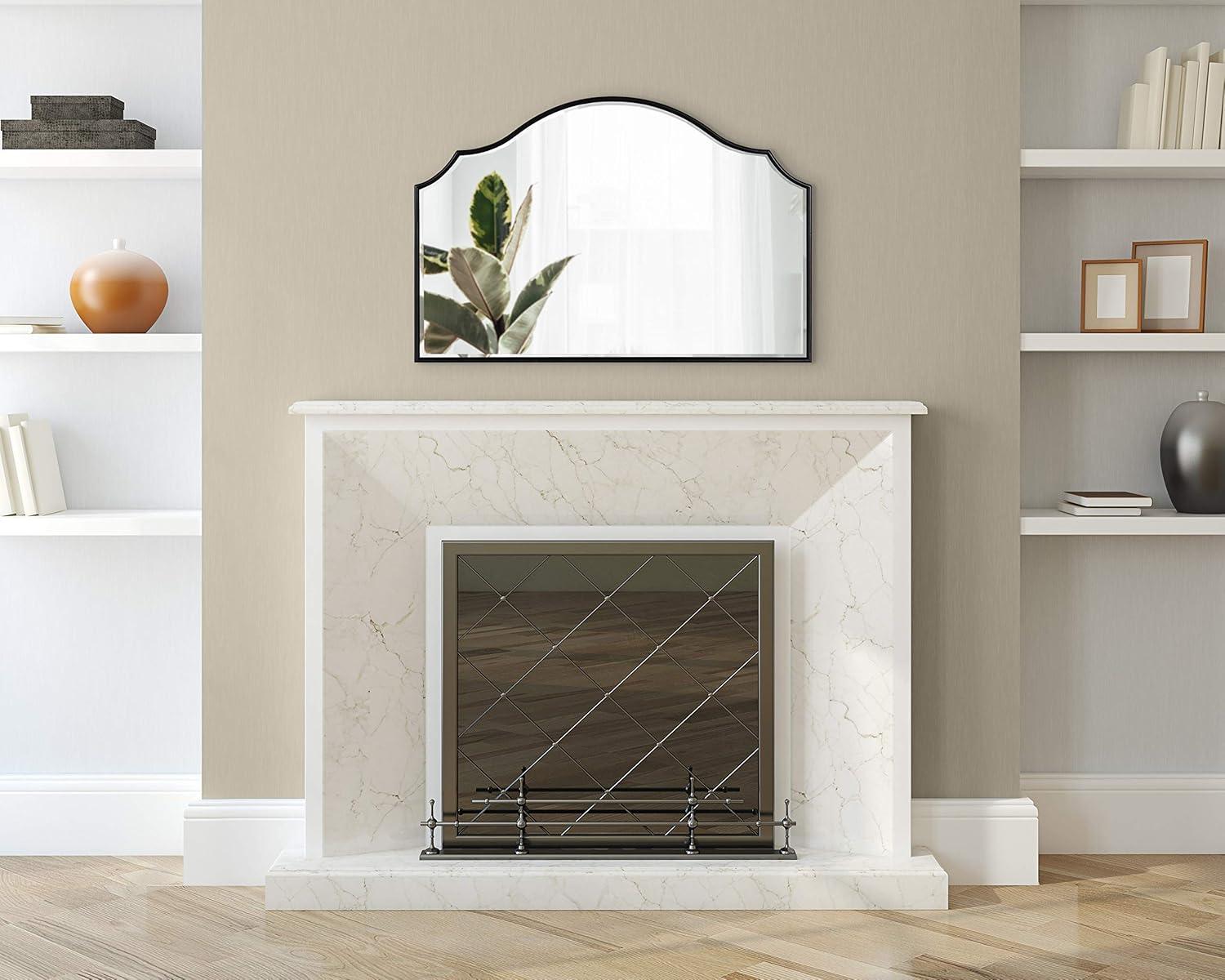 Kate and Laurel Leanna Glam Horizontal Wall Mirror, 20 x 30, Black, Sophisticated Large Mirror for Wall