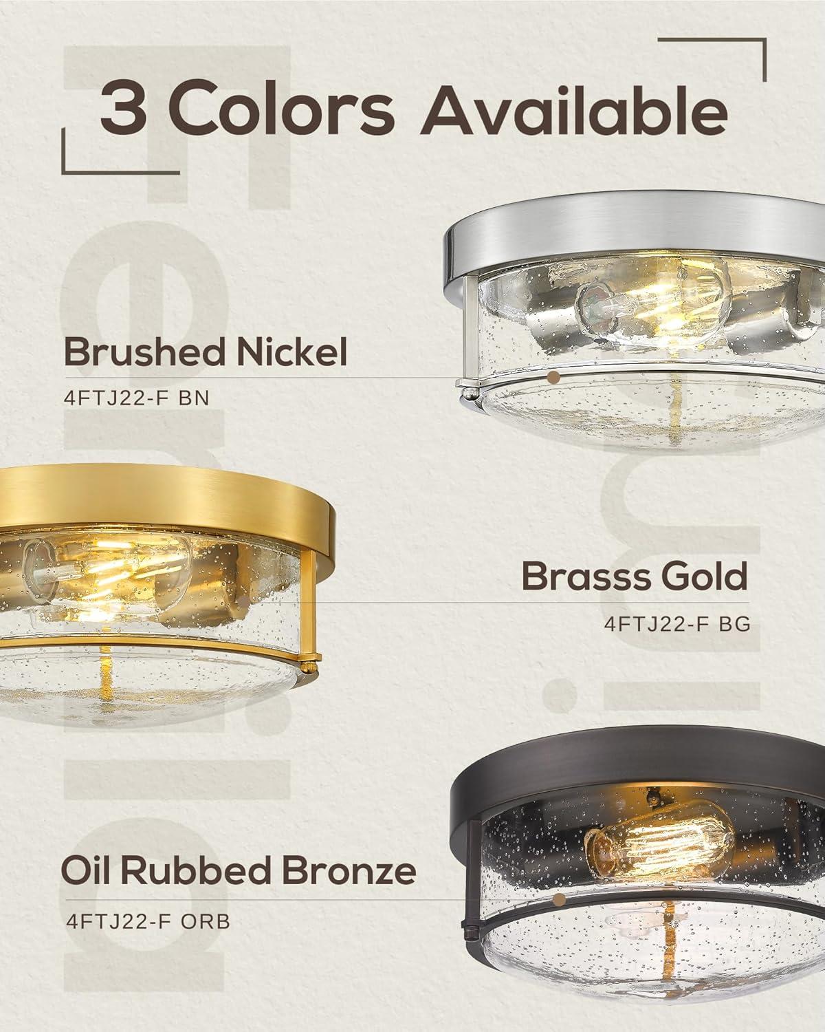 Flush Mount Ceiling Light Fixtures, 2-Light and Ceiling Mount for Farmhouse with Glass Lampshade