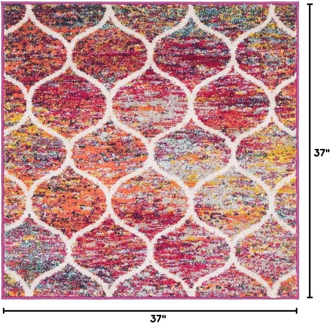 Unique Loom 3' 0 x 3' 0 Trellis Frieze Rounded Multi Area Rug