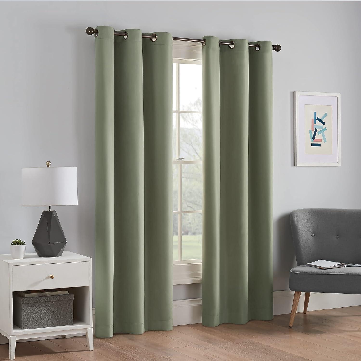 Microfiber Blackout Grommet Curtains, Solid Thermaback Window Curtains