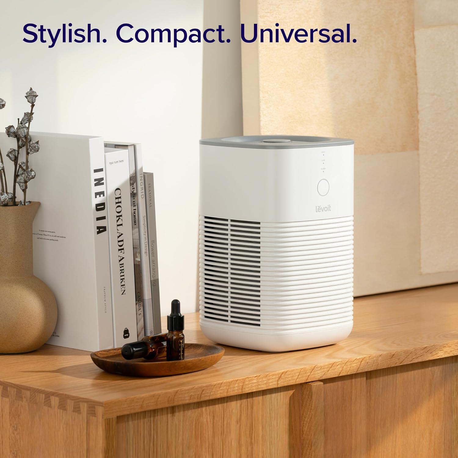 White Compact Dual-Filter Air Purifier with Aroma Pad