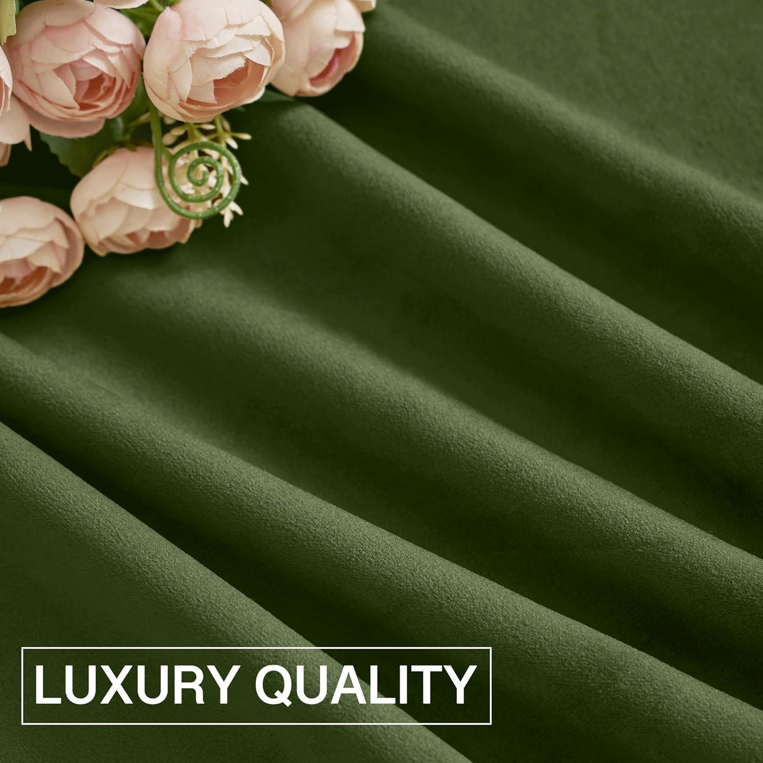 StangH Moss Green Curtains for Living Room, Super Soft Luxury Velvet Room Darkening Drapes 102 inches Long Christmas Holiday Home Decor for Bedroom/Laundry, W52 x L102, 2 Panels