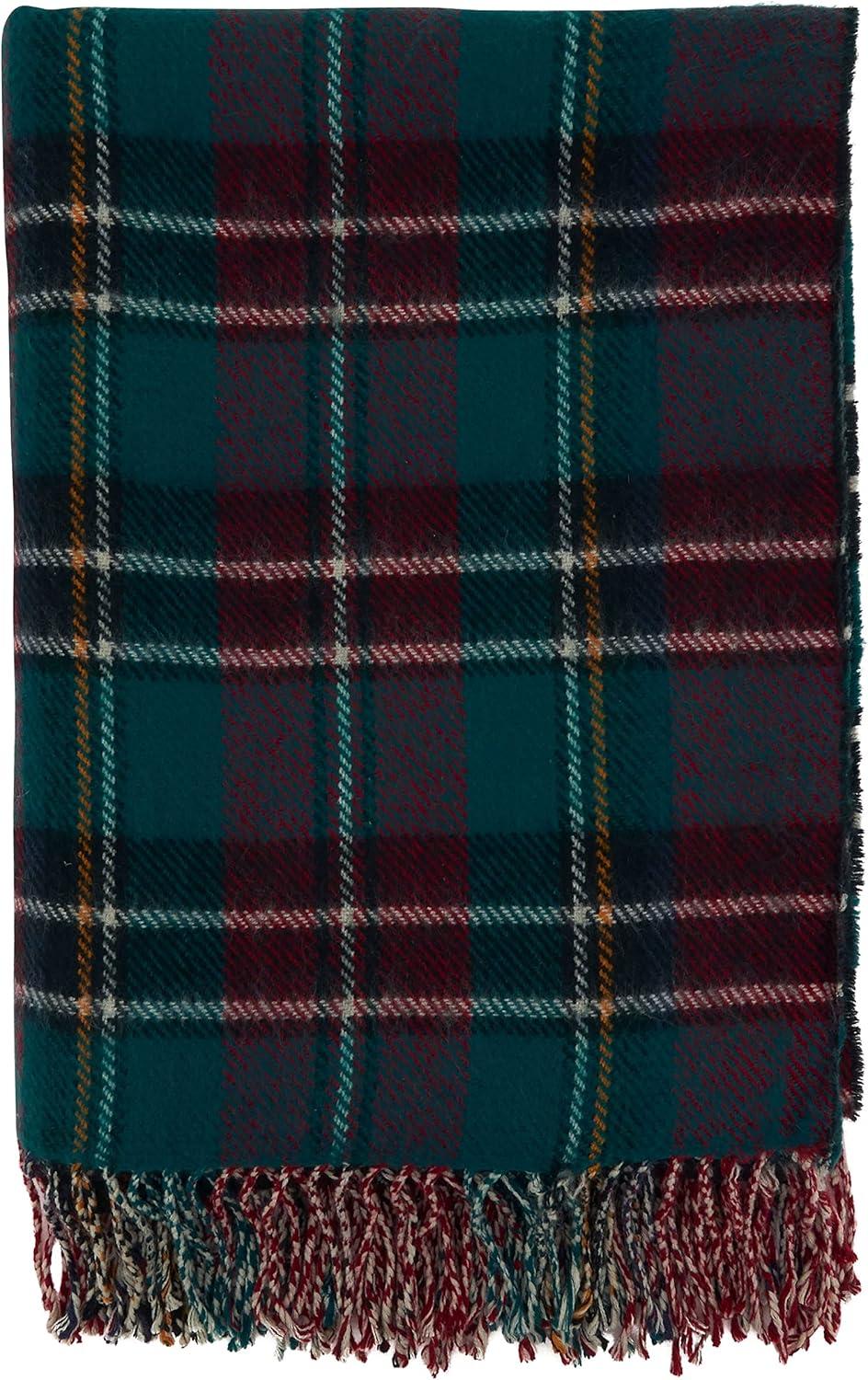 SARO TH910.G5060 50 x 60 in. Oblong Green Reversible Plaid Throw Blanket