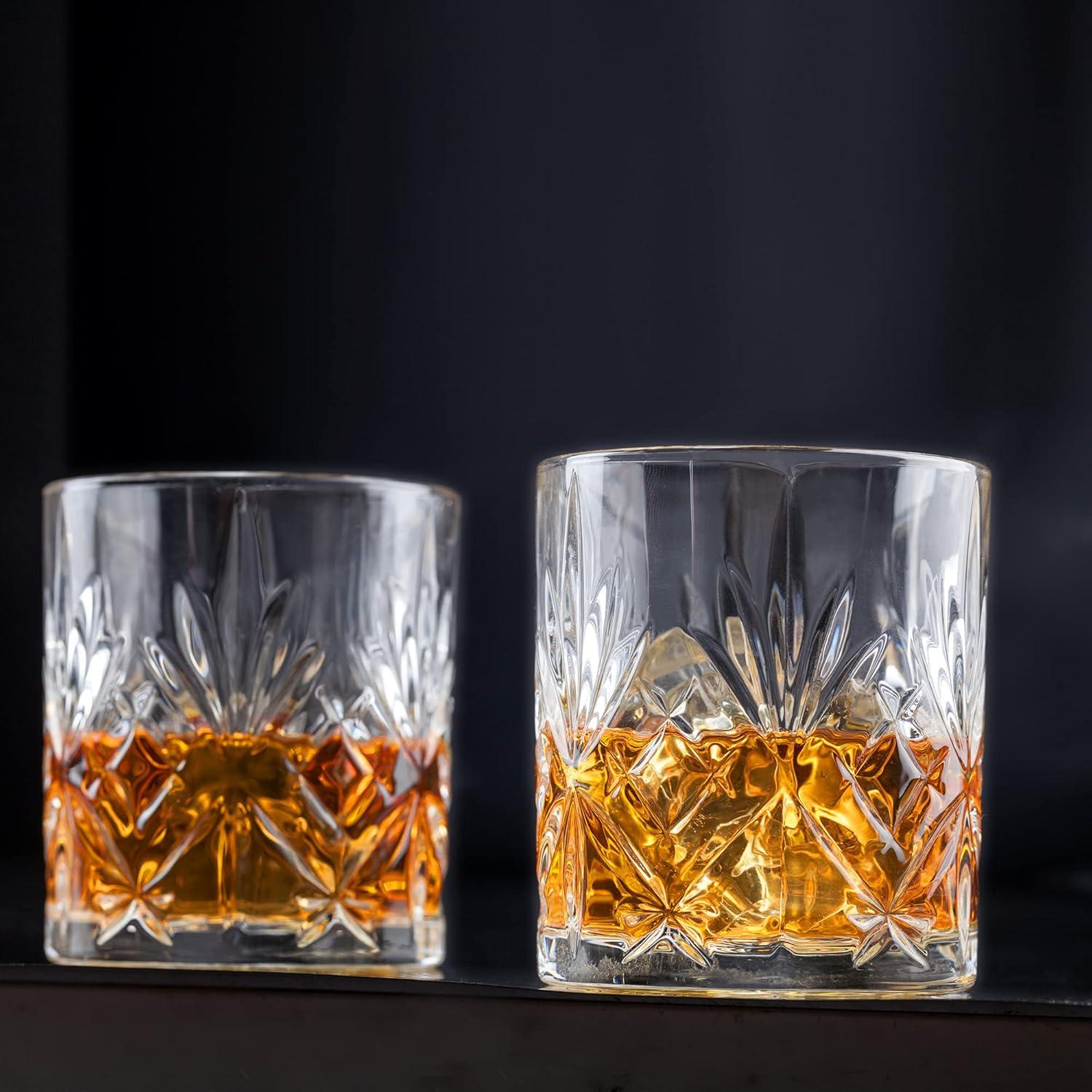 KANARS Whiskey Glasses Set of 4, 10 oz Rocks Glassware for Scotch Bourbon Liquor, Whisky Tumbler