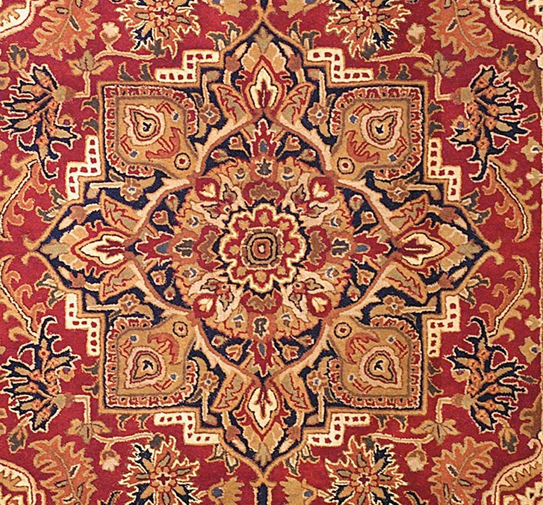 SAFAVIEH Classic Roderick Traditional Wool Area Rug, Red/Navy, 6' x 9'