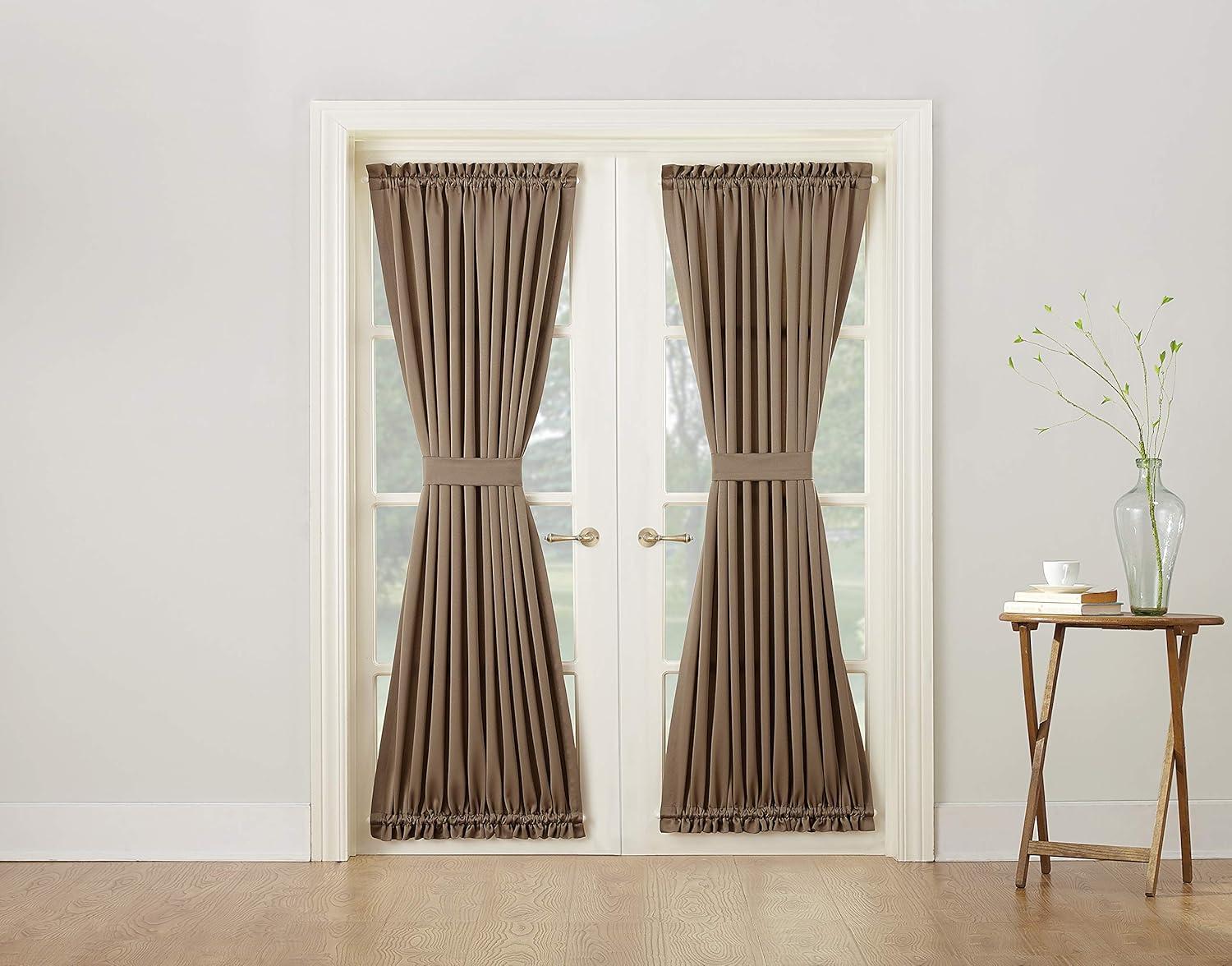 Mocha Room-Darkening Rod Pocket Door Curtain Panel