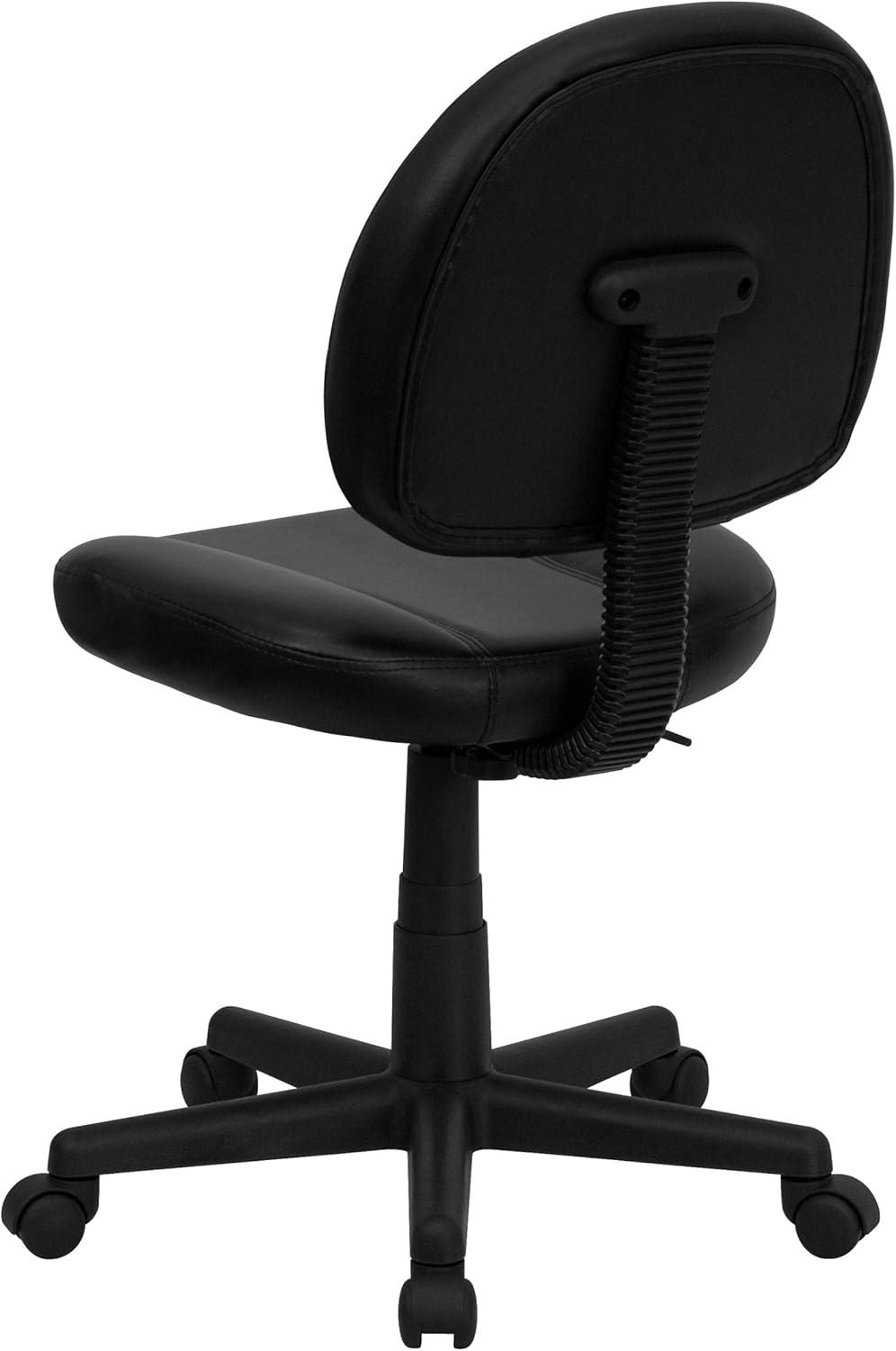 Mid-Back Black Leather Ergonomic Swivel Task Chair