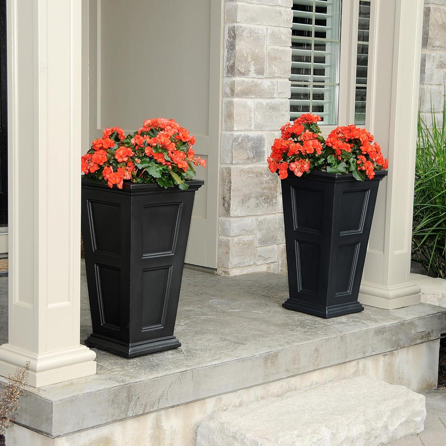 Fairfield Black Polyethylene Tall Self-Watering Planter Set