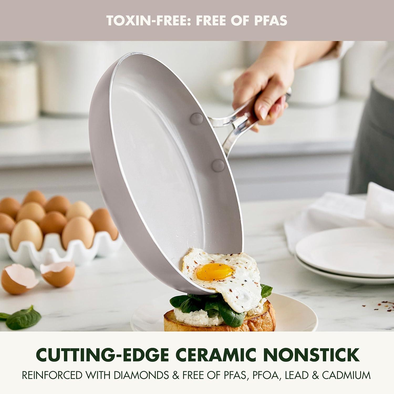 GreenPan Nova 3pc 10" Ceramic Nonstick Aluminum Fry Pan Set with Lid