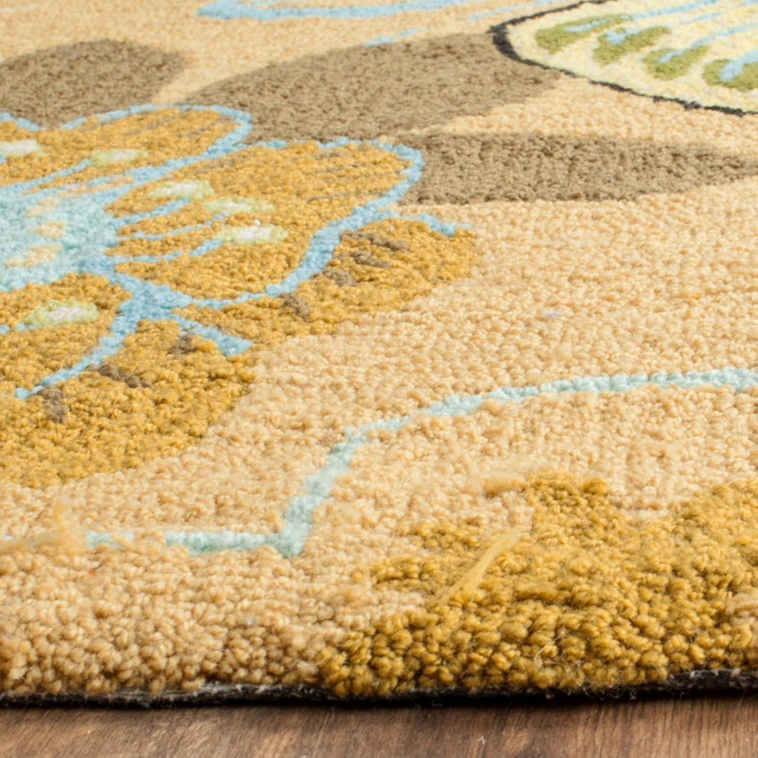 Four Seasons FRS472 Hand Hooked Accent Rug - Taupe/Multi - 2'6"x4' - Safavieh.