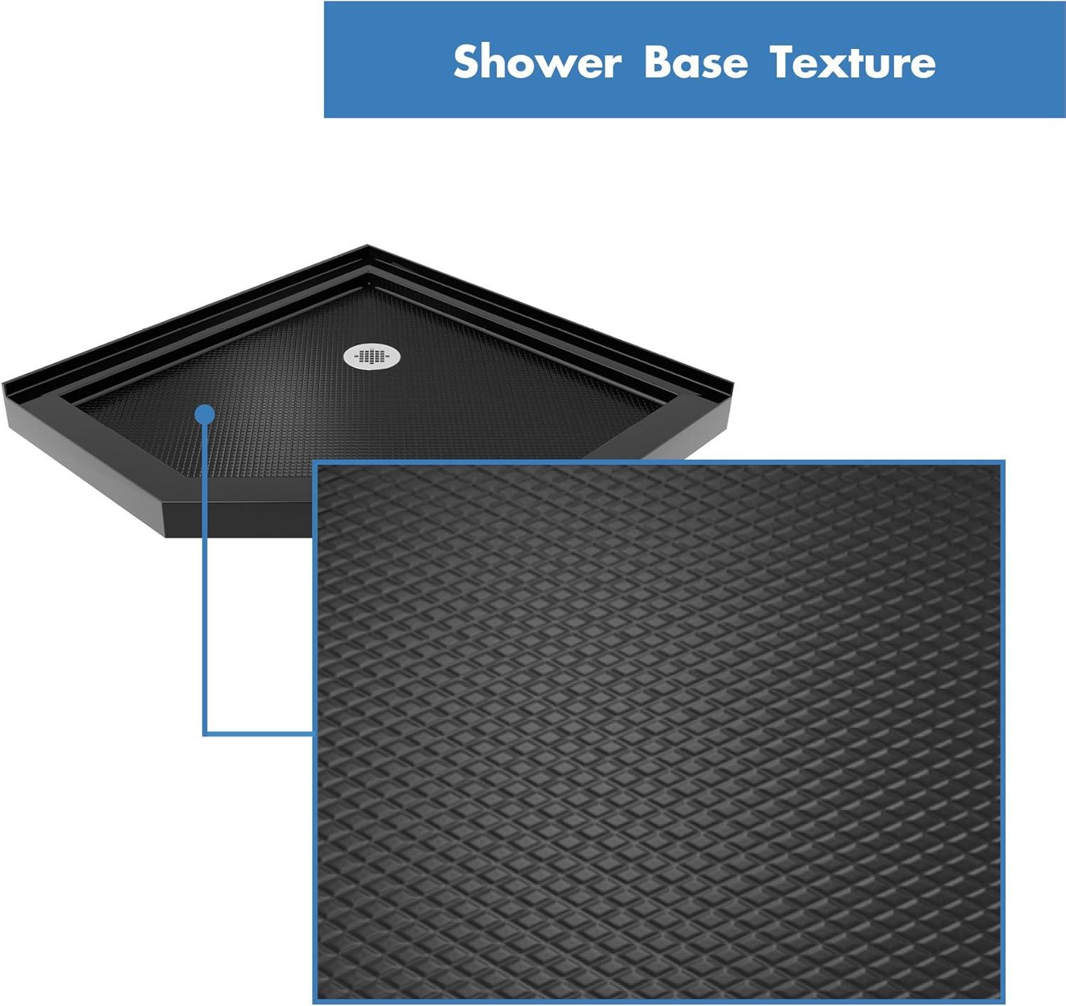 Prism 42" W x 42" D x 74.75" H Frameless Neo-Angle Reversible Shower Kit with Towel Bar and Base Included