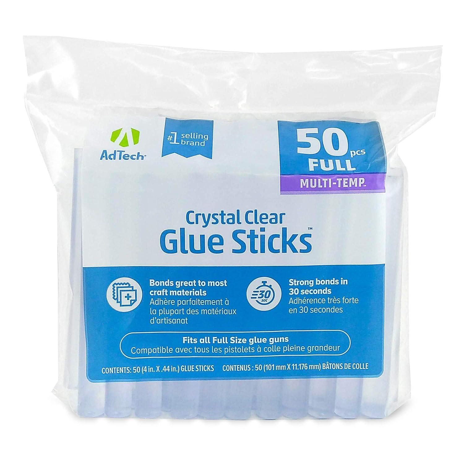 AdTech Crystal Clear 50-Pack 4 Inch Multi-Temp Clear Full-Size Glue Sticks