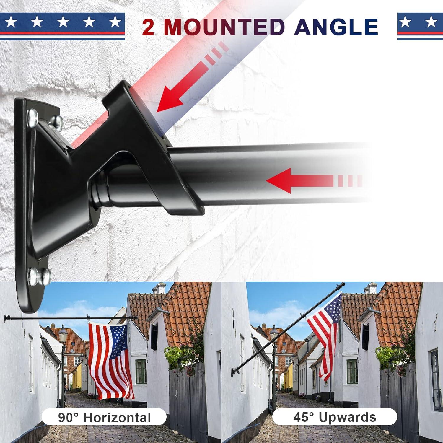 AEASKIEY 5FT Tangle Free Stainless Steel Metal Flag Pole (Black) with 3x5 Embroidered US Flag and Bracket.