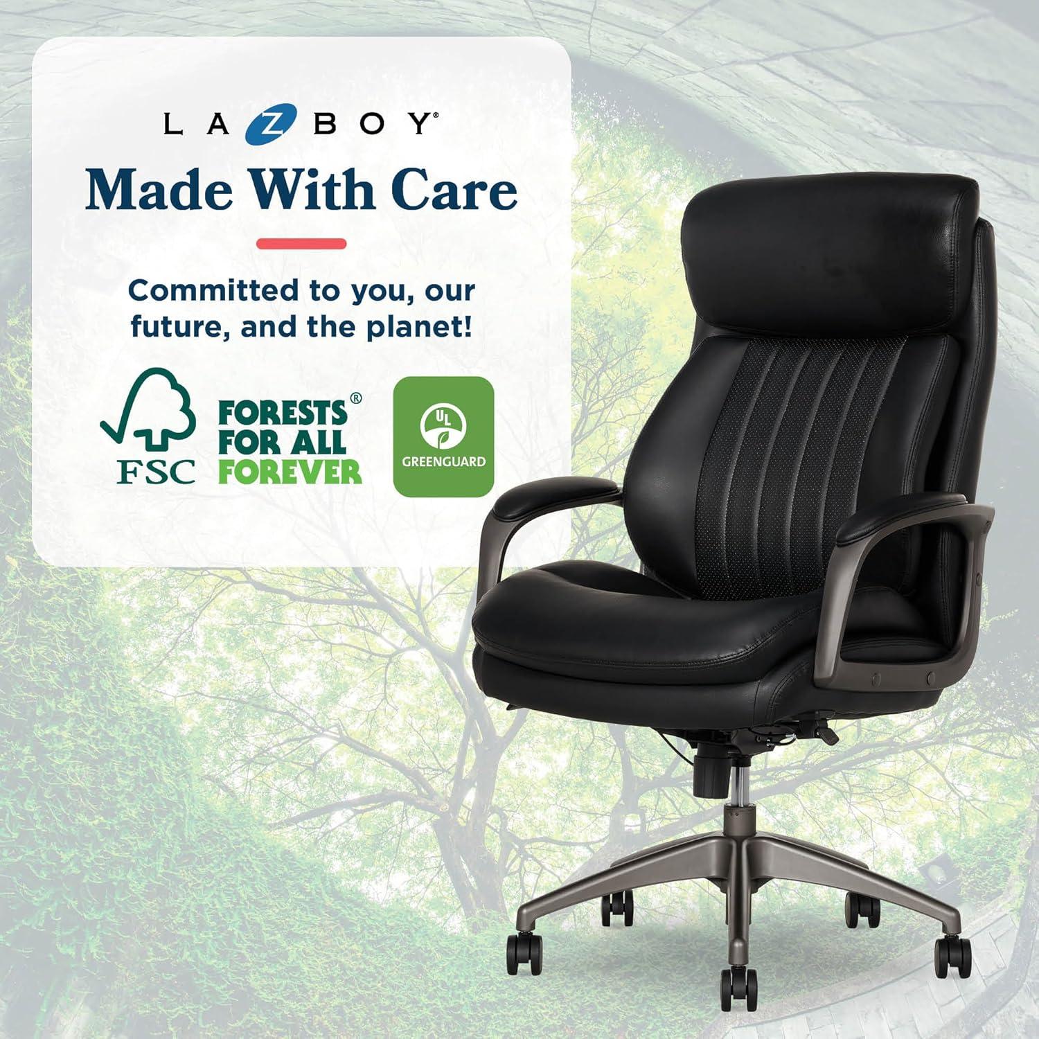 La-Z-Boy La-Z-Boy® Nova Executive Office Chair, Patented AIR Ergonomic Support Technology®, High-Back Premium Comfort & Support, Vegan PU Leather