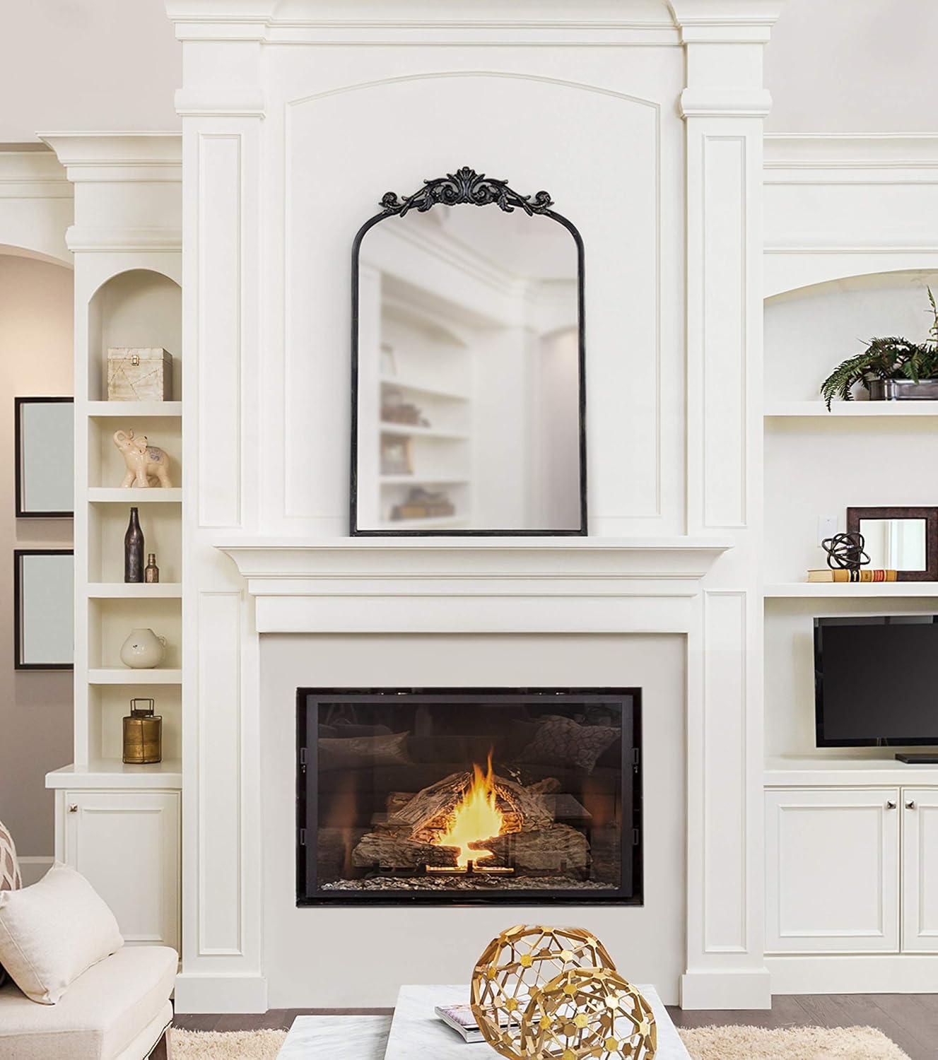 19" x 30.7" Arendahl Traditional Arch Decorative Wall Mirror Black - Kate & Laurel All Things Decor: Elegant Metal Frame