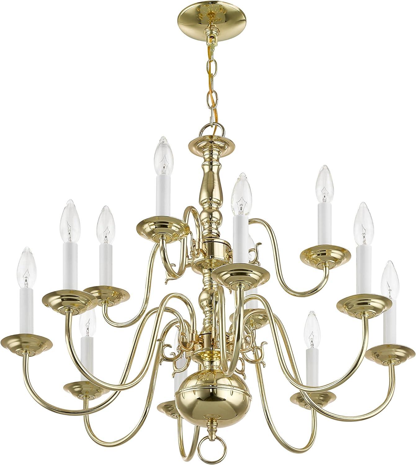 Livex Lighting Williamsburgh 12 - Light Chandelier in  Polished Brass