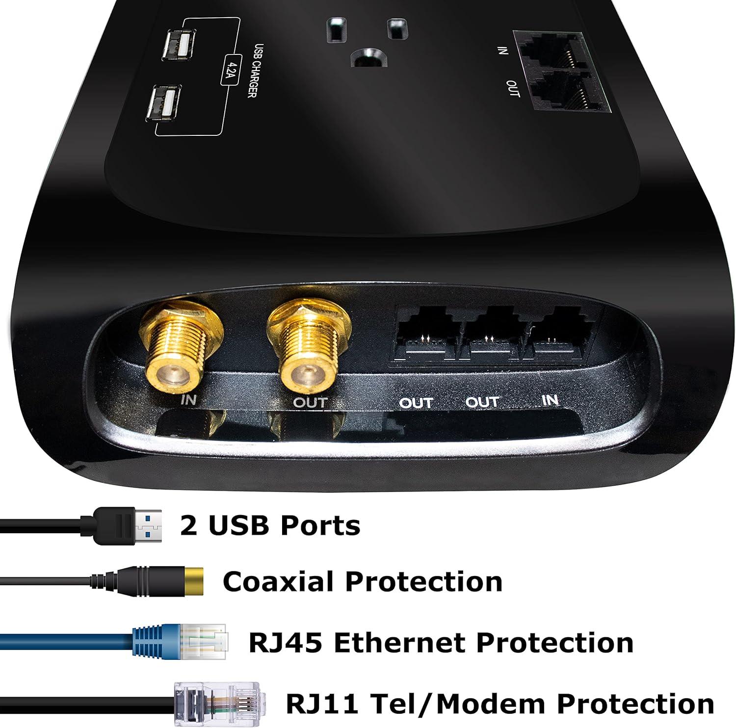Digital Energy® 12-Outlet Surge Protector Power Strip with 2 USB Ports (6 Ft.) in White