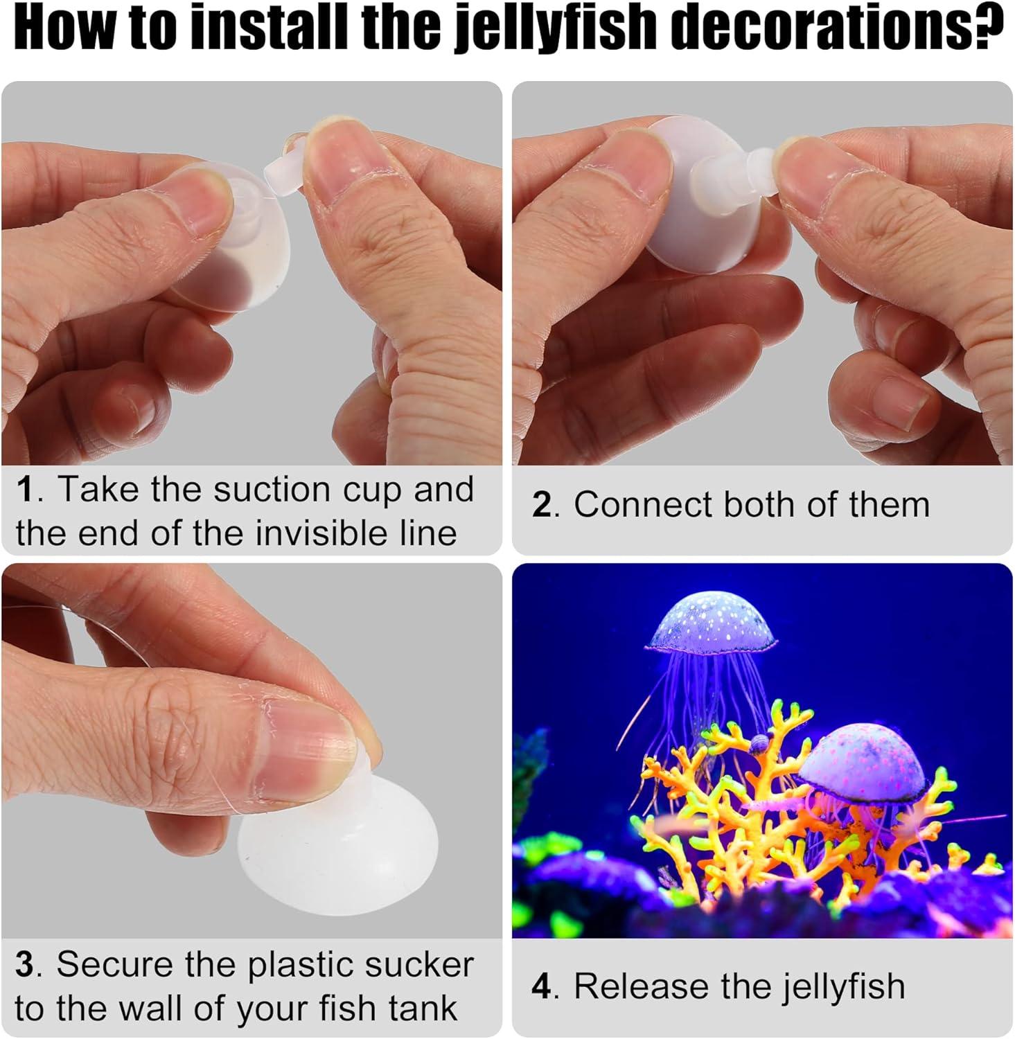 Unique Bargains Aquarium Jellyfish Glow Decoration with Suction Cup 2.3"x5.9" Pink