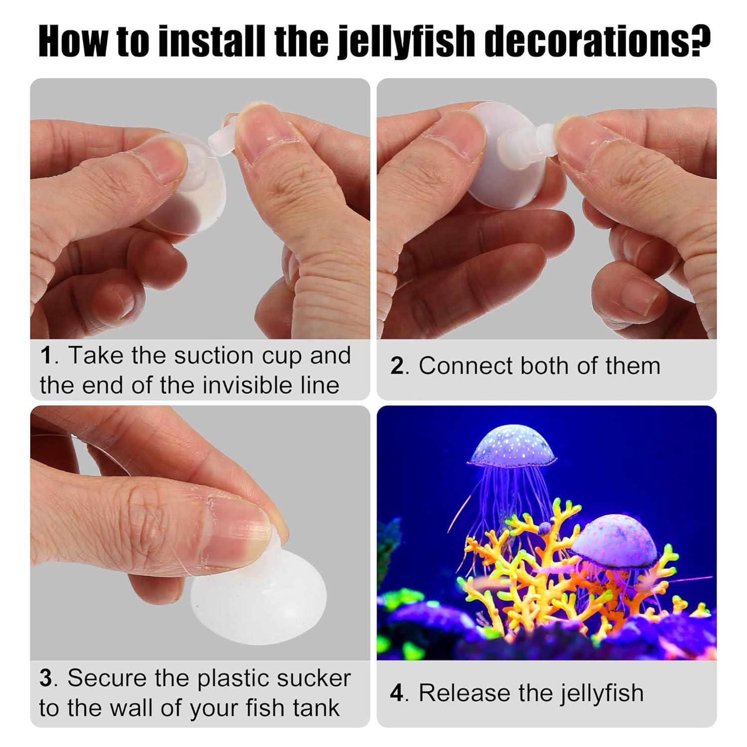 Unique Bargains Aquarium Jellyfish Glow Decoration with Suction Cup 2.3"x5.9" Pink