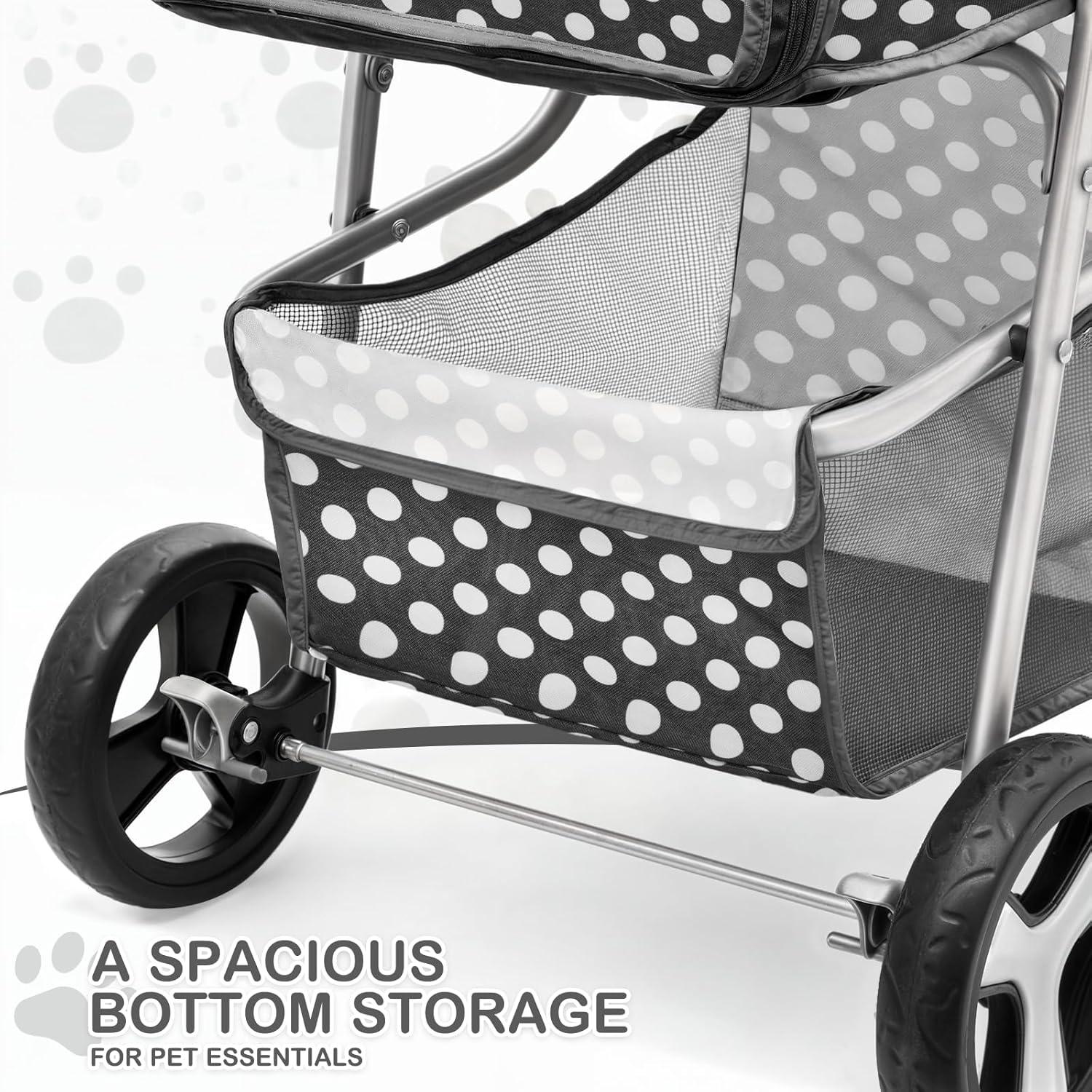 Pet Stroller Dog Cat Stroller Foldable Stroller With Adjustable Canopy