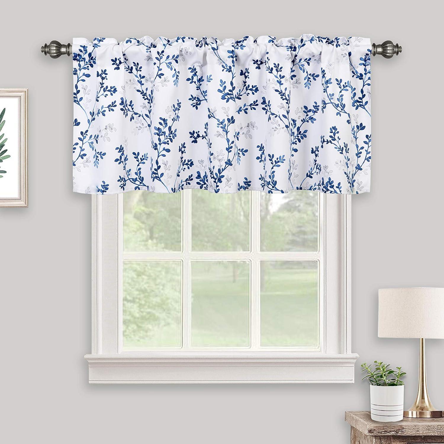 Inselnwald Blackout Botanical Print Rod Pocket Valance, 18" x 52"