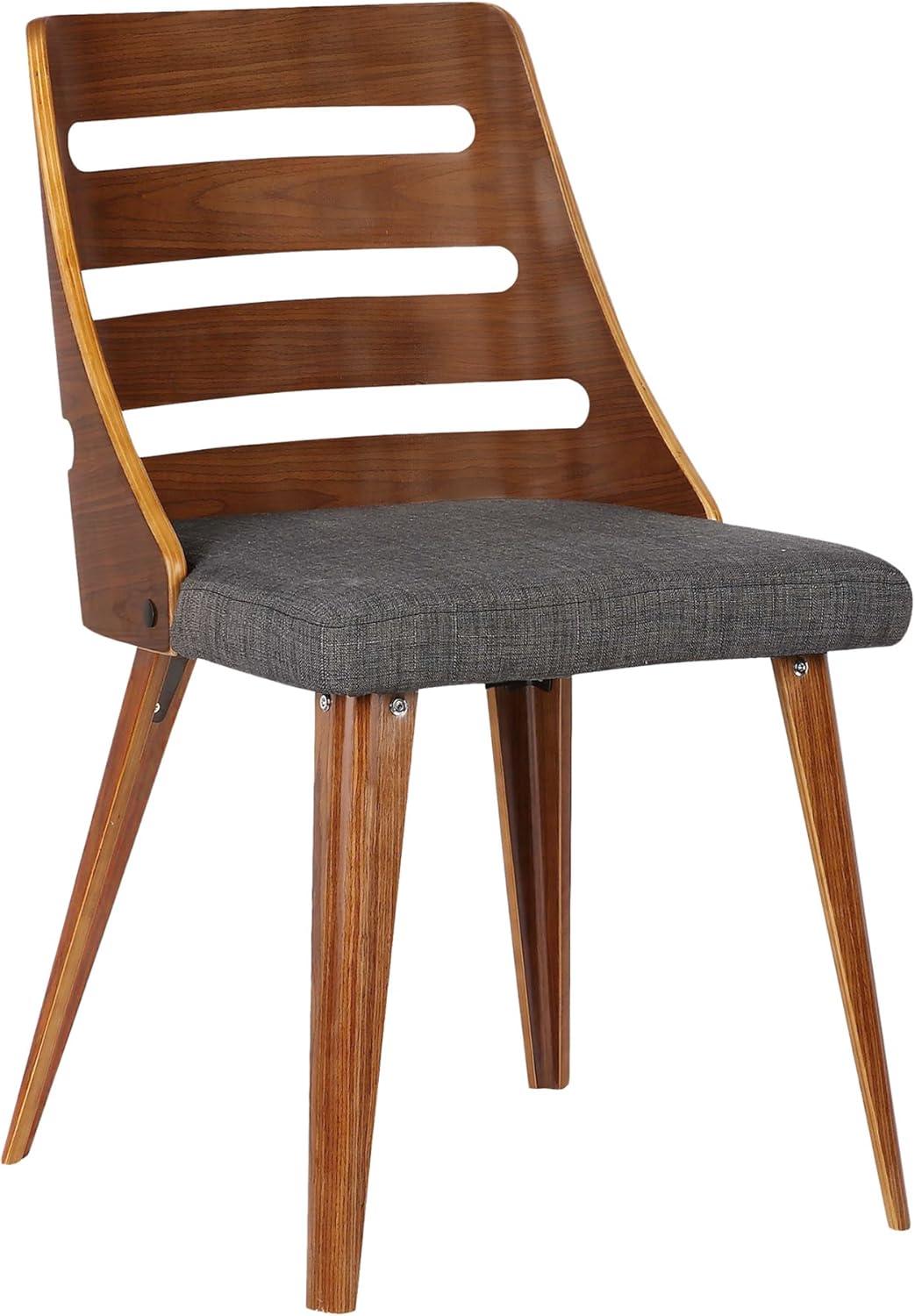 Charcoal Faux Leather Upholstered Walnut Wood Side Chair