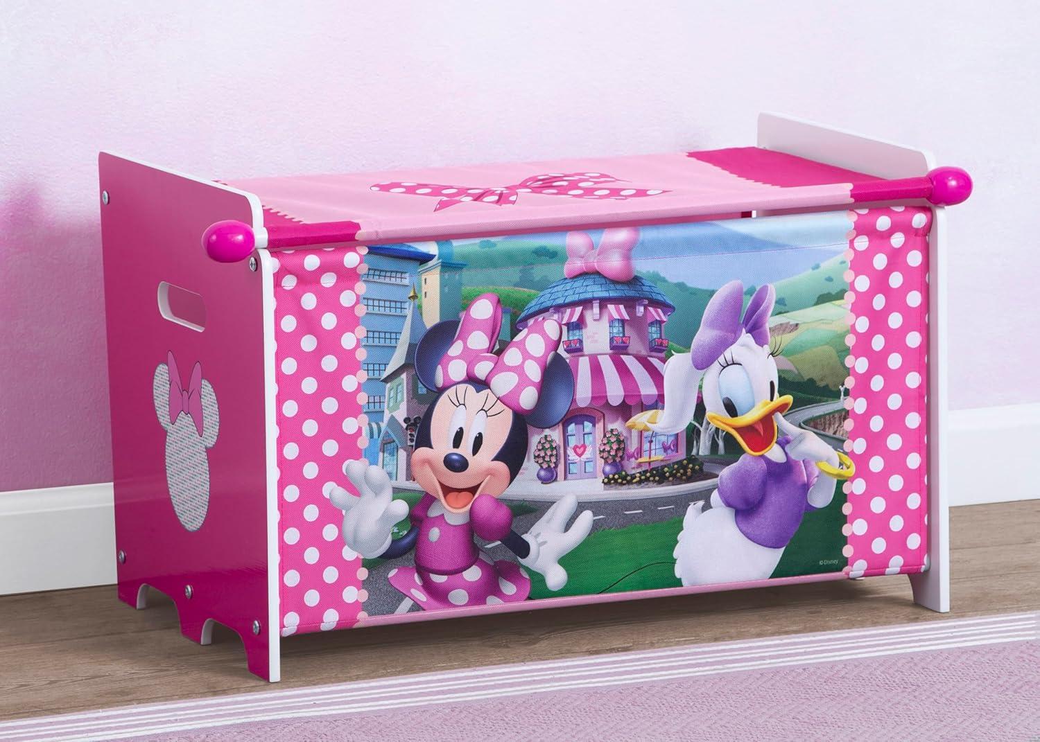 Pink Minnie Mouse Toy Box with Retractable Fabric Top