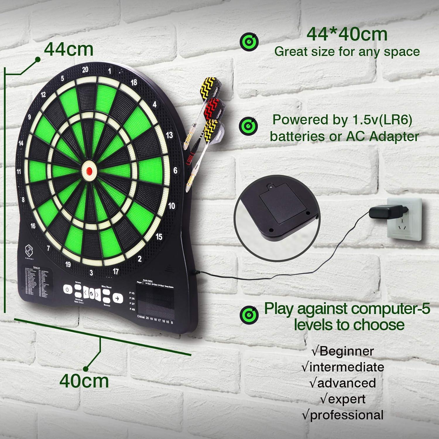 Turnart Electronic Dart Board,13 inch Illuminated Segments Light Based Games Electric Dartboard for Adults Tested Tough Segment for Enhanced Durability Professional with Scoring