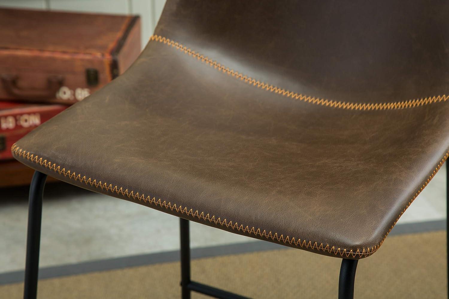 Carbon Loft  Inyo Faux Leather Armless Dining Chairs (Set of 2) Brown Leather