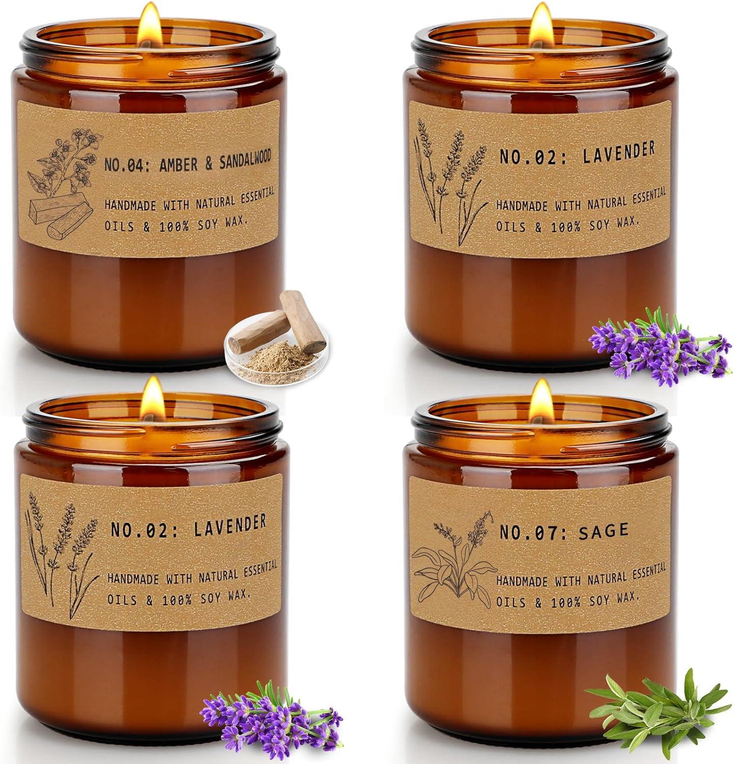 Aromatherapy Candles For Home, Stress Relief | Meditation | Yoga | SPA | Relaxing Candle Gift Set, Jar Candles For Women, Birthday, Valentine's Day, Anniversary, 7.1 Ounces - Pack Of 4
