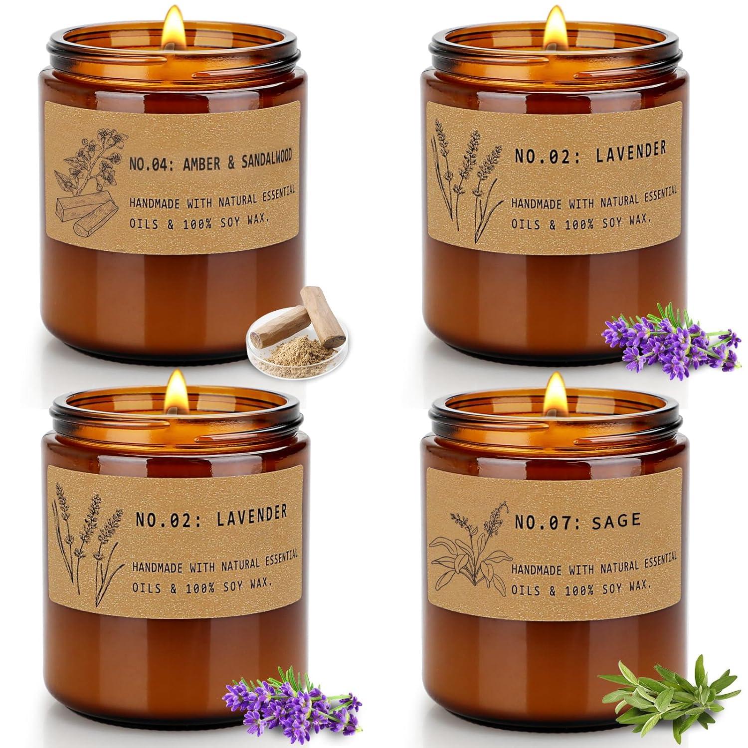Aromatherapy Candles For Home, Stress Relief | Meditation | Yoga | SPA | Relaxing Candle Gift Set, Jar Candles For Women, Birthday, Valentine's Day, Anniversary, 7.1 Ounces - Pack Of 4