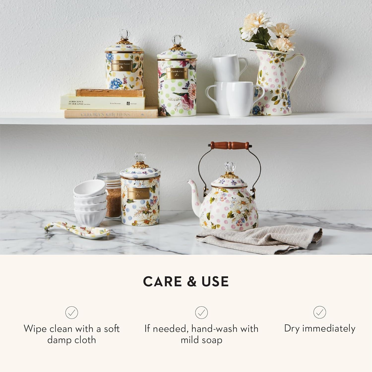 MacKenzie-Childs Wildflowers Blue Enamel Medium Canister