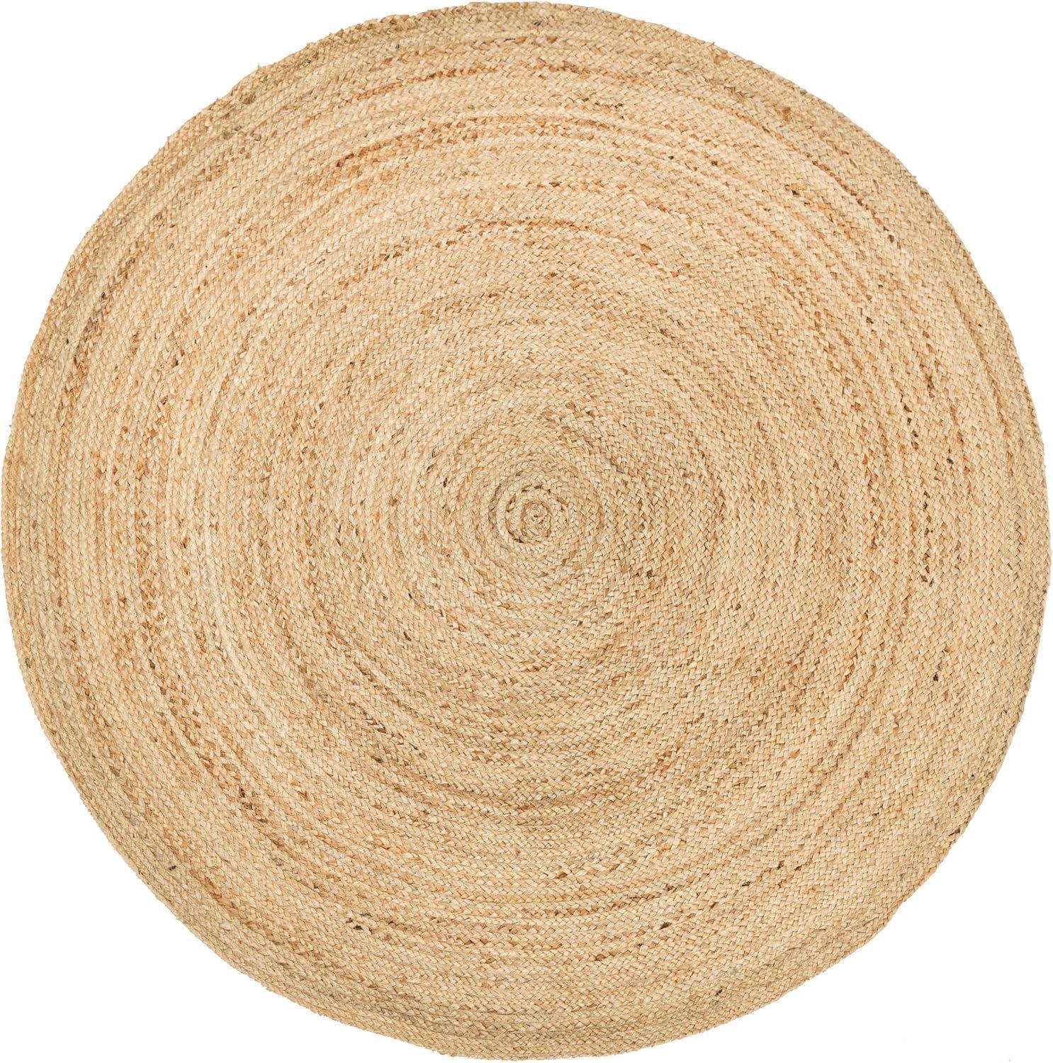 Nuloom 4 Round Rigo Jute Hand Woven Indoor Area Rug, Natural, Solid Farmhouse Design, Natural Fiber Bedroom, Living Room, Kitchen,