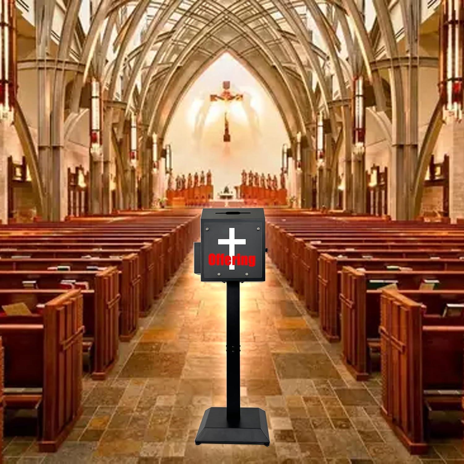 Plugsharge Suggestion Box With Stand,floor Standing Offering Box,combination Lock Ballot Collection Safe Box For Voting,charity,donation,church,school,election,hospital Feedback,and Car Rental Key Return, Black