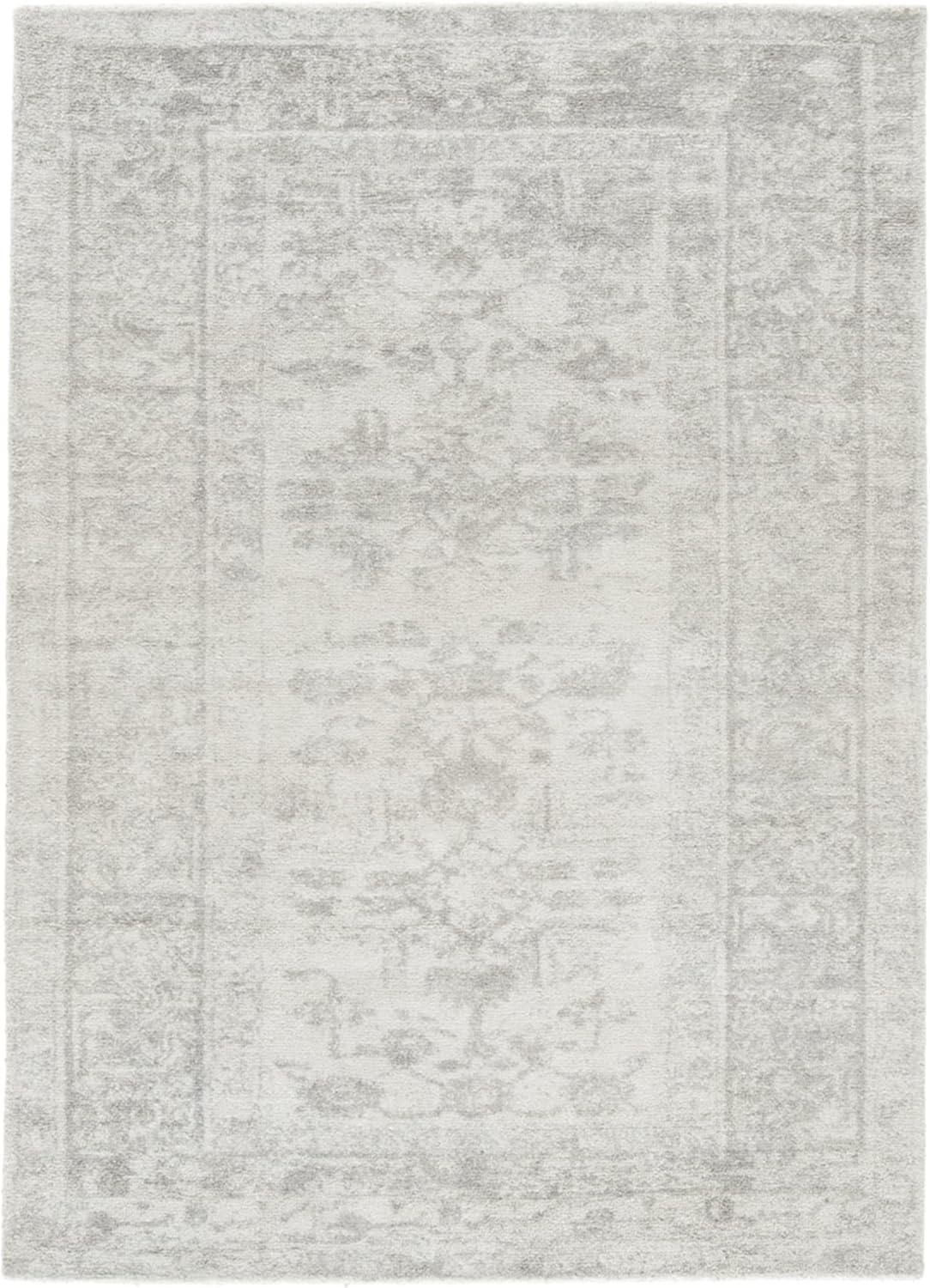 Elegant Hand-Tufted Viscose-Cotton Area Rug in Gray/Cream, 5' x 7'