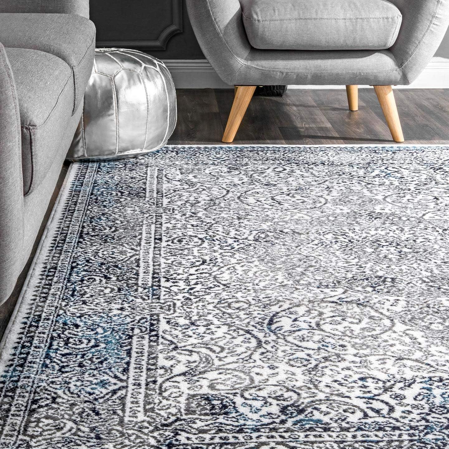 Nuloom Delores Oriental/Persian 9x12 Indoor Area Rug for Living Room Bedroom Dining Room Kitchen, Blue/Ivory
