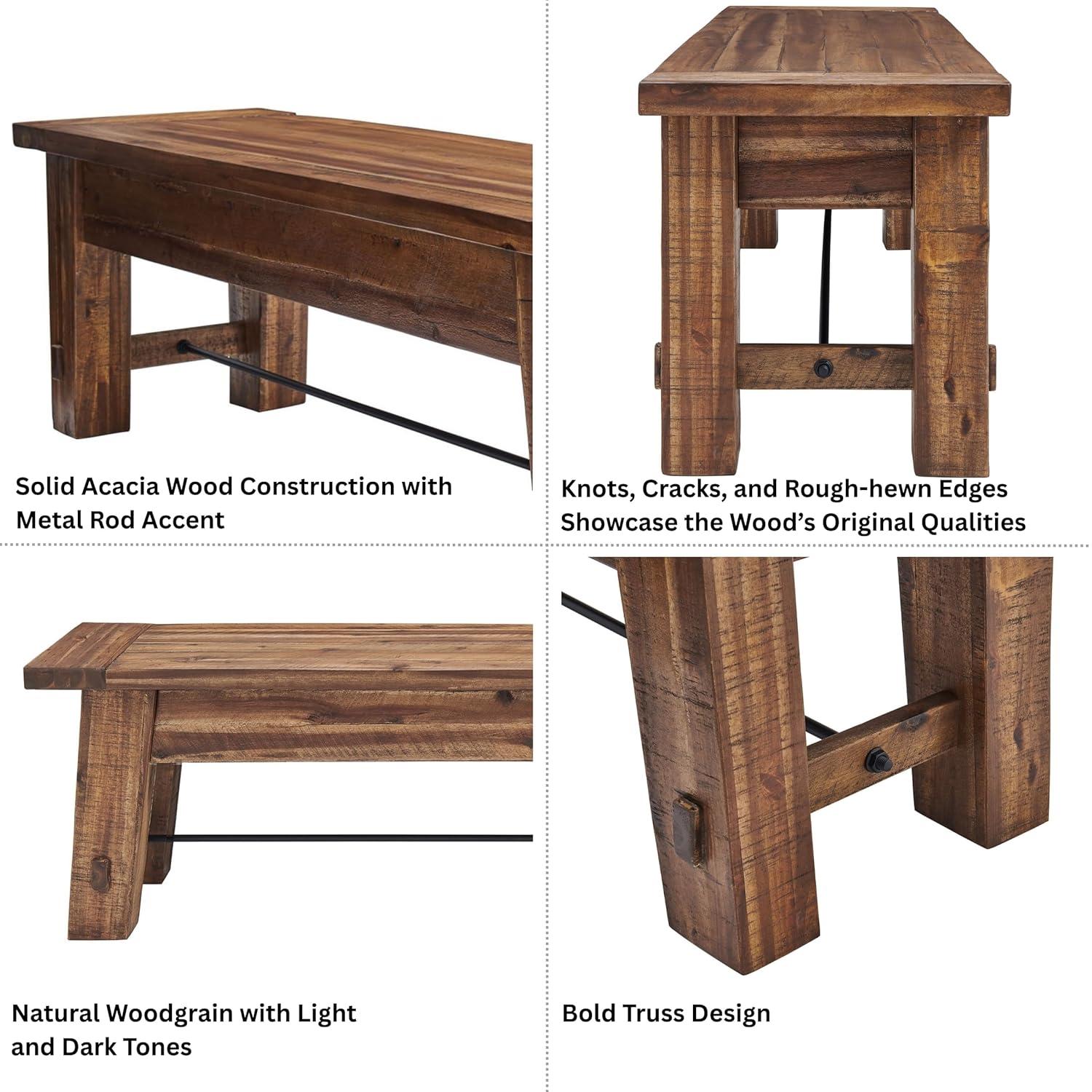 Durango Wood Entryway/Dining Bench Dark Brown - Alaterre Furniture: Industrial Accent, 60" Long