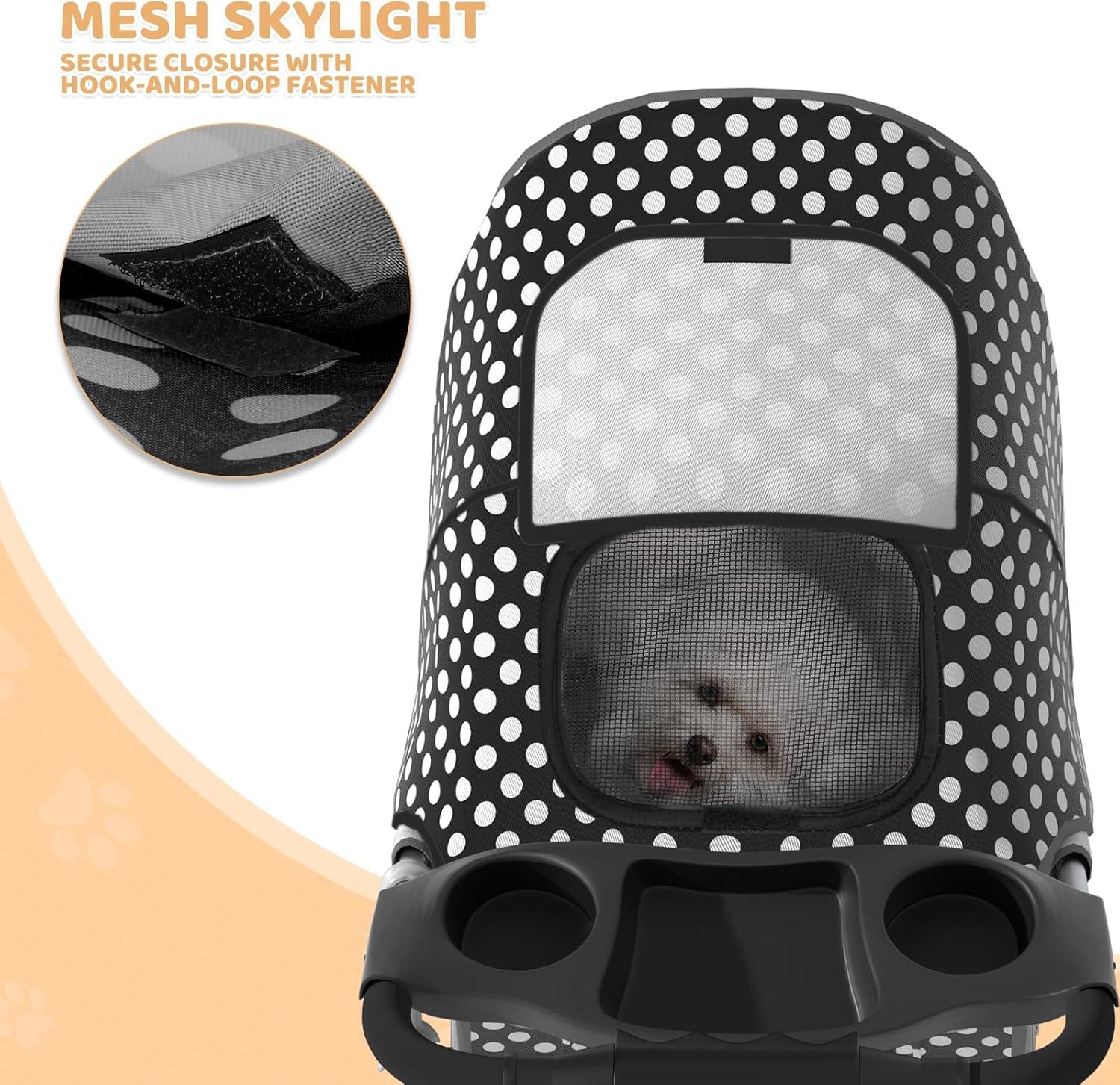 Pet Stroller Dog Cat Stroller Foldable Stroller With Adjustable Canopy