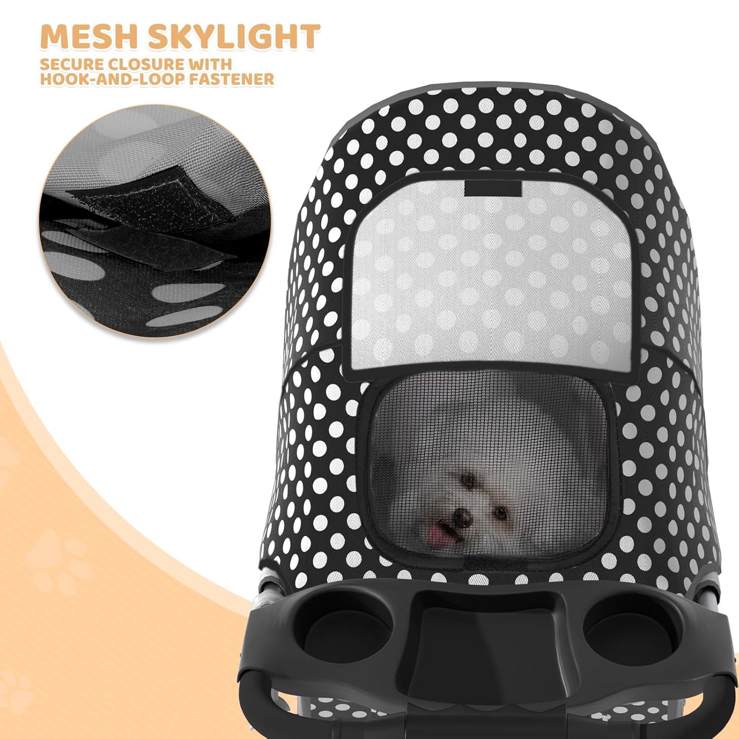 Magshion Foldable Pet Dog and Cat Stroller with Adjustable Canopy Storage Basket and Cup Holder for Small and Medium Pets