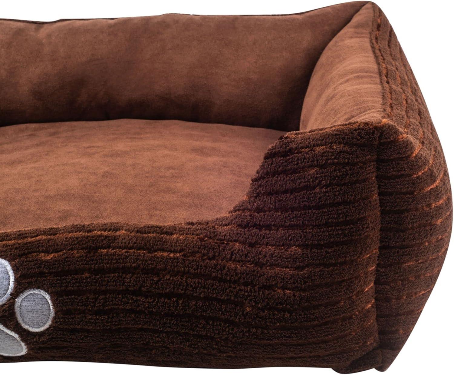 Long Rich Reversible Rectangle Pet Bed Dog Bed with Dog Paw Embroidery,Medium size, by Happycare Textiles