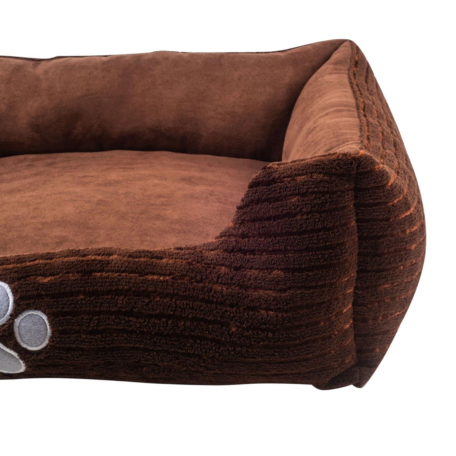 Long Rich Reversible Rectangle Pet Bed Dog Bed with Dog Paw Embroidery,Medium size, by Happycare Textiles
